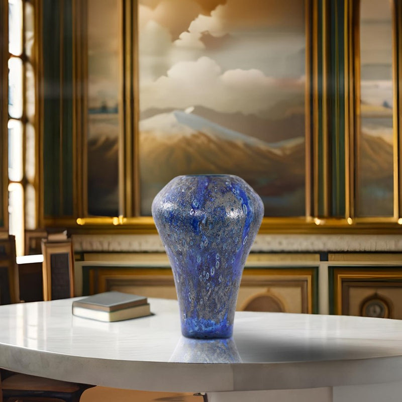 Howard Elliott Zynsky Art Glass, Deep Azure Blue/Tall, Azure Blue