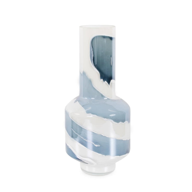 Howard Elliott Glacier Bay Layered Cylindrical Glass Bottle/Short