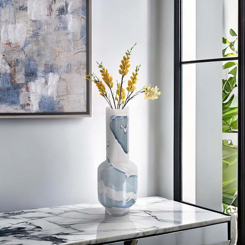 Howard Elliott Glacier Bay Layered Cylindrical Glass Vase/Tall