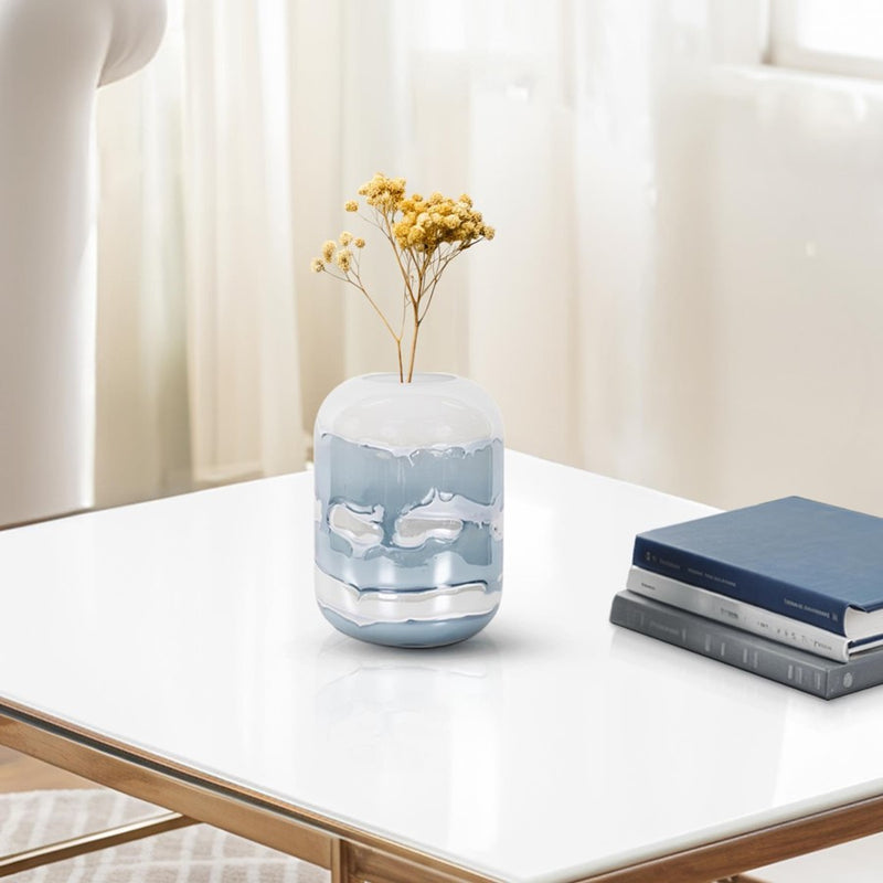 Howard Elliott Glacier Bay Rounded Edged Cylindrical Vase/Short