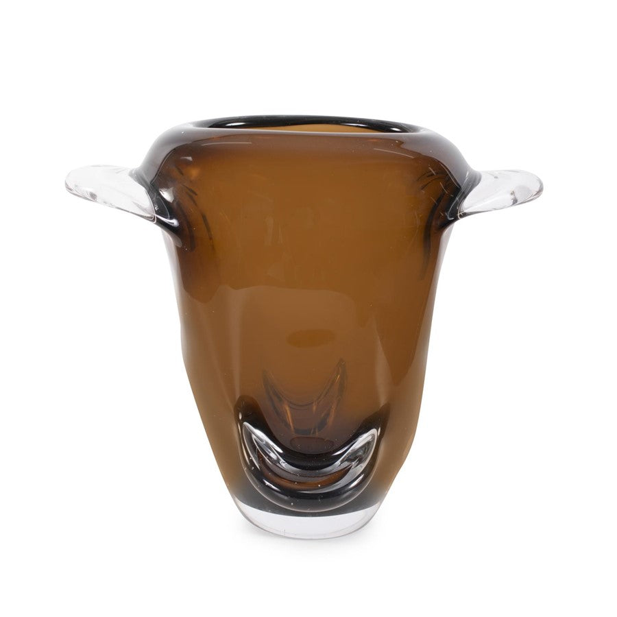 Howard Elliott Smokey Umber Flared Edged Glass Vase/Short - 44122