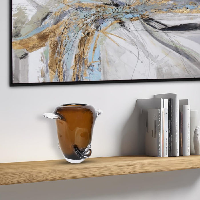 Howard Elliott Smokey Umber Flared Edged Glass Vase/Short