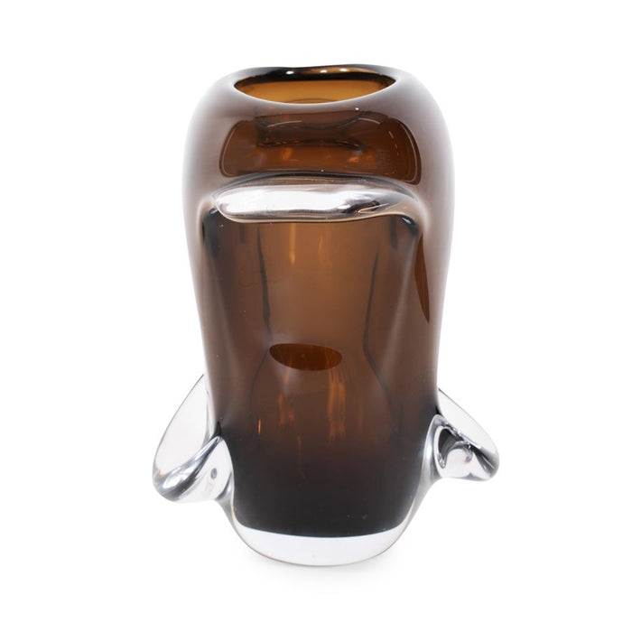 Howard Elliott Smokey Umber Flared Edged Glass Vase/Short