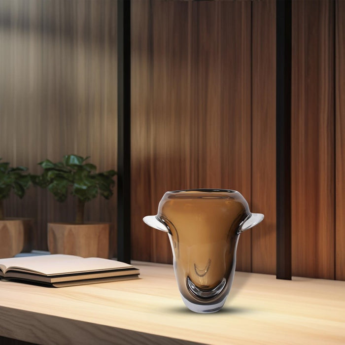 Howard Elliott Smokey Umber Flared Edged Glass Vase/Tall