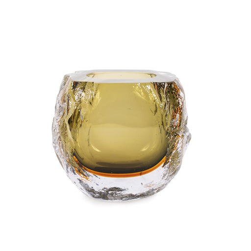 Howard Elliott Dusty Olive Crystalized Glass Vase/Short, Olive - 44127