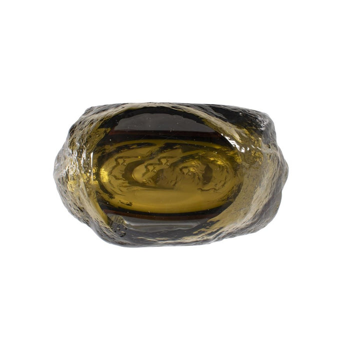 Howard Elliott Dusty Olive Crystalized Glass Vase/Short, Olive