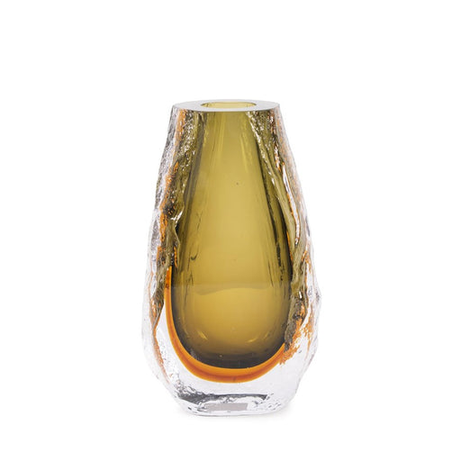 Howard Elliott Dusty Olive Crystalized Glass Vase/Tall, Olive - 44128