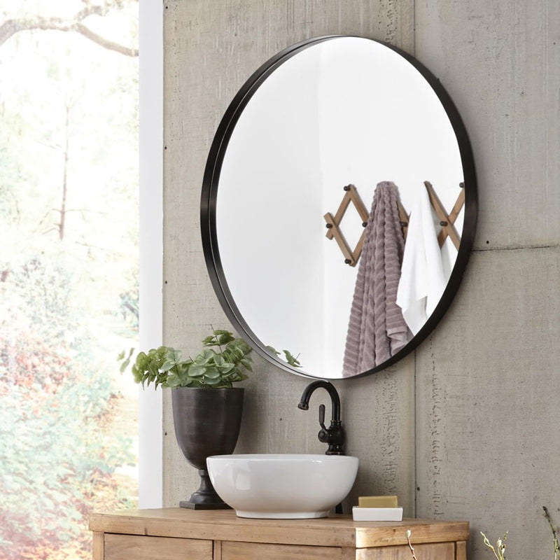Howard Elliott Steele Black Round Mirror, Black