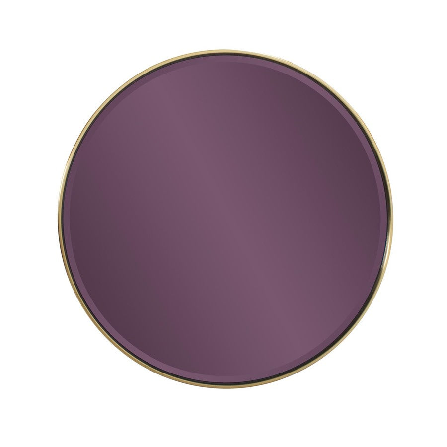 Howard Elliott Broidy Round Mirror, Aubergine Purple/Gold - 48161