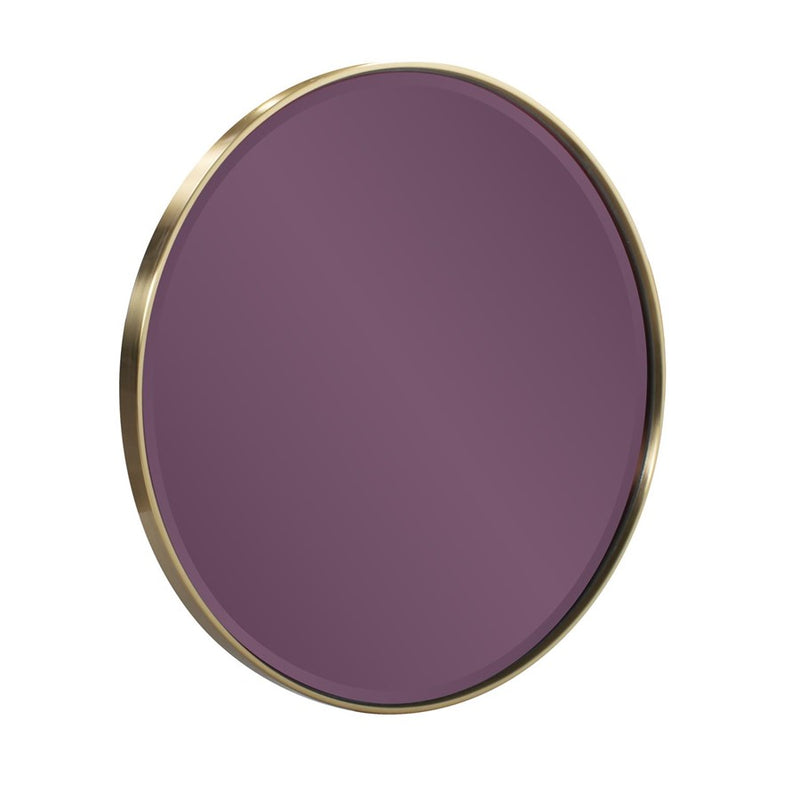 Howard Elliott Broidy Round Mirror, Aubergine Purple/Gold