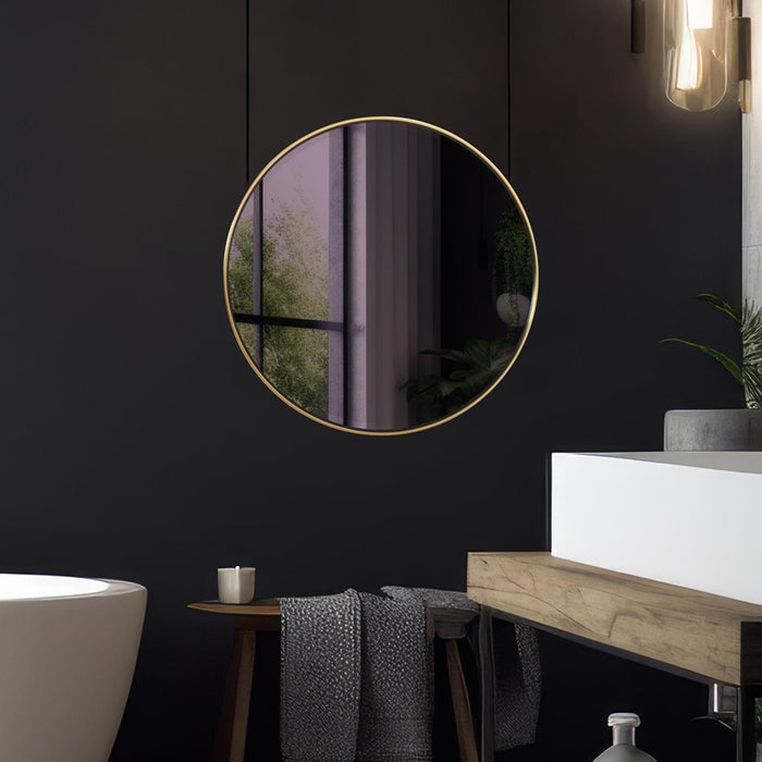 Howard Elliott Broidy Round Mirror, Aubergine Purple/Gold