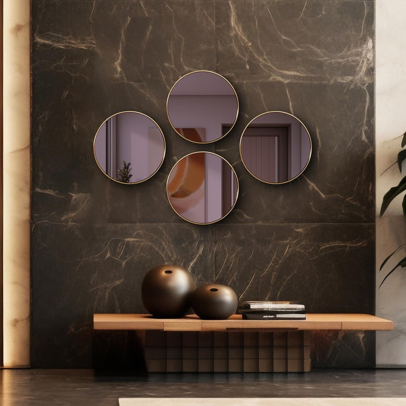 Howard Elliott Broidy Round Mirror, Aubergine Purple/Gold