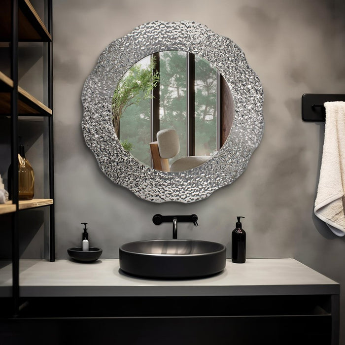 Howard Elliott Olmstead Round Mirror, Silver