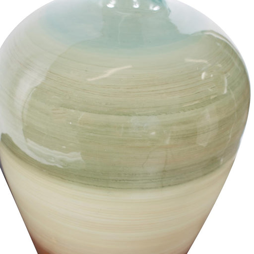 Howard Elliott Capri Stripe Glass Bottle Vase/Short, Teal/Green/Brown