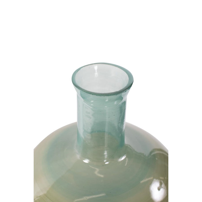 Howard Elliott Capri Stripe Glass Bottle Vase/Short, Teal/Green/Brown
