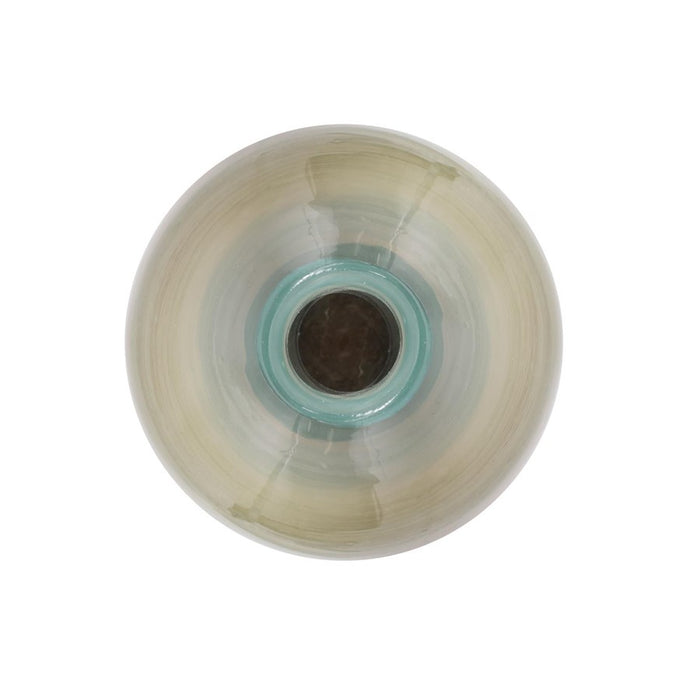 Howard Elliott Capri Stripe Glass Bottle Vase/Short, Teal/Green/Brown