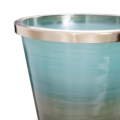 Howard Elliott Capri Stripe Flared Glass Vase/Large, Teal/Green/Brown