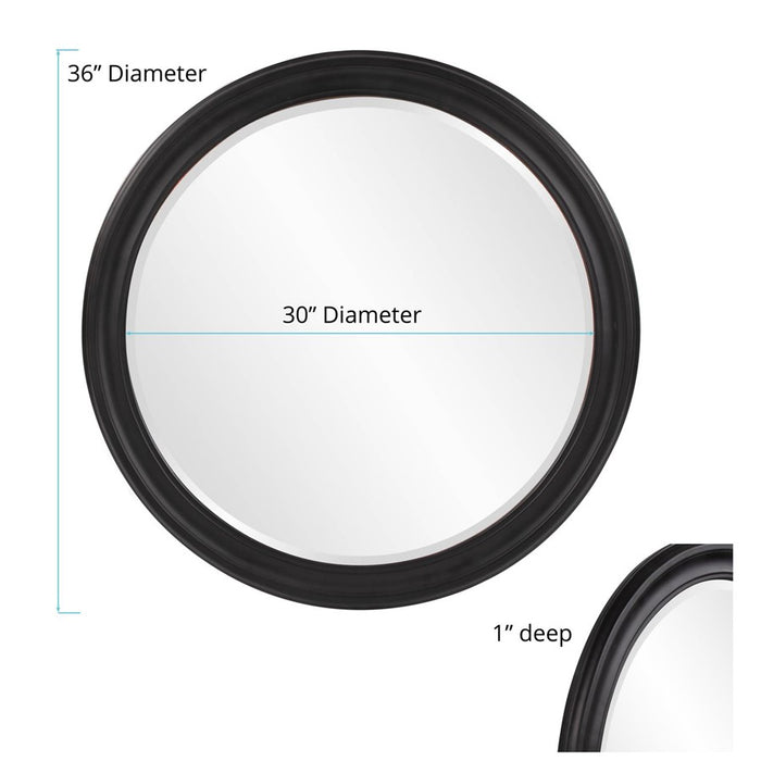 Howard Elliott George Matte Black Round Mirror, Black