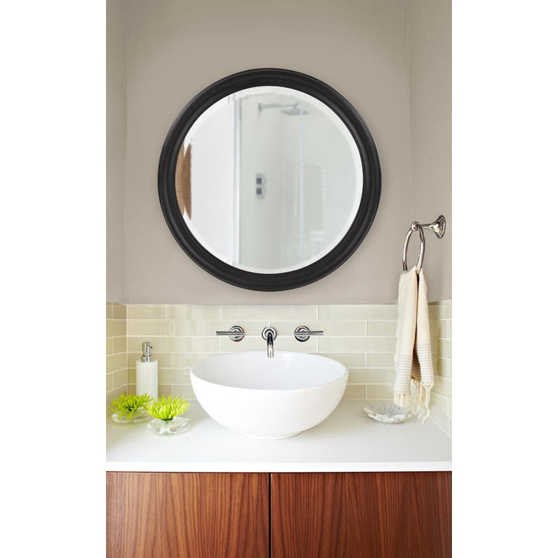 Howard Elliott George Matte Black Round Mirror, Black