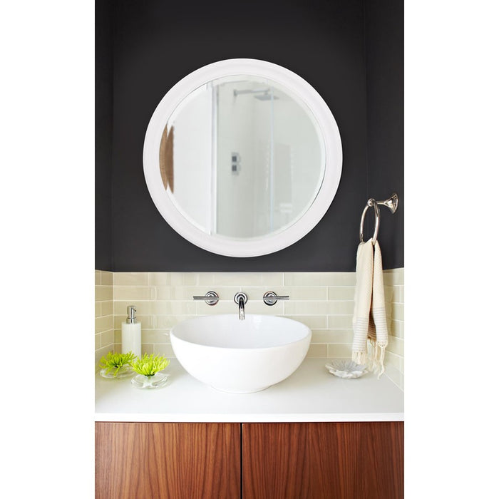 Howard Elliott George Matte White Round Mirror, White