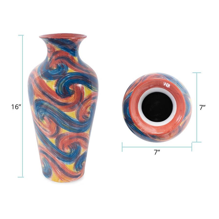 Howard Elliott Camille Flared Ceramic Tall Vase, Multicolored