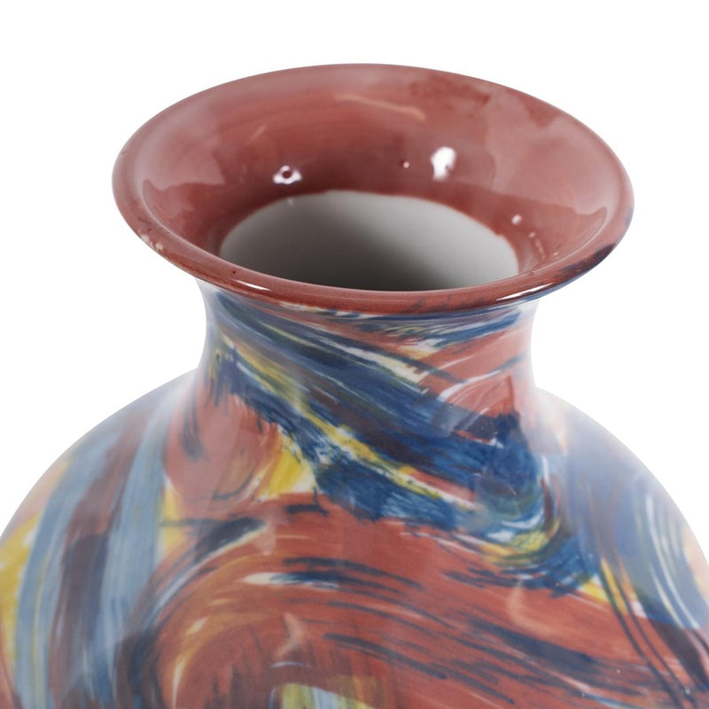 Howard Elliott Camille Flared Ceramic Short Bottle, Multicolored