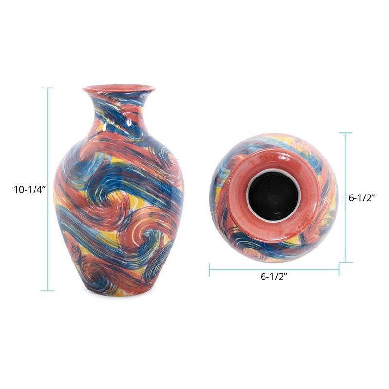 Howard Elliott Camille Flared Ceramic Short Bottle, Multicolored