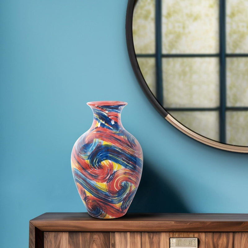 Howard Elliott Camille Flared Ceramic Short Bottle, Multicolored
