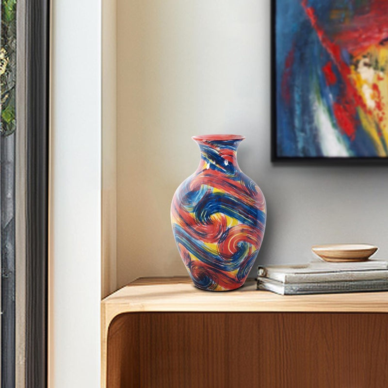 Howard Elliott Camille Flared Ceramic Short Bottle, Multicolored