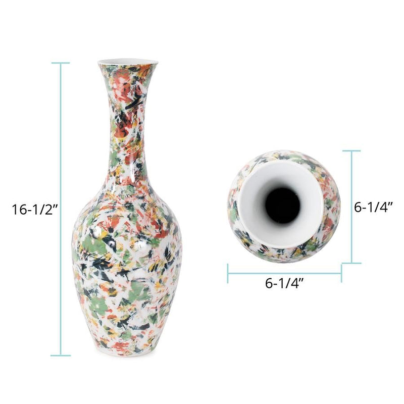 Howard Elliott Jardin Colore' Tall Necked Vase, Multicolored