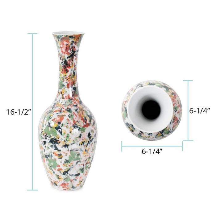 Howard Elliott Jardin Colore' Tall Necked Vase, Multicolored