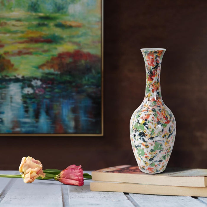 Howard Elliott Jardin Colore' Tall Necked Vase, Multicolored