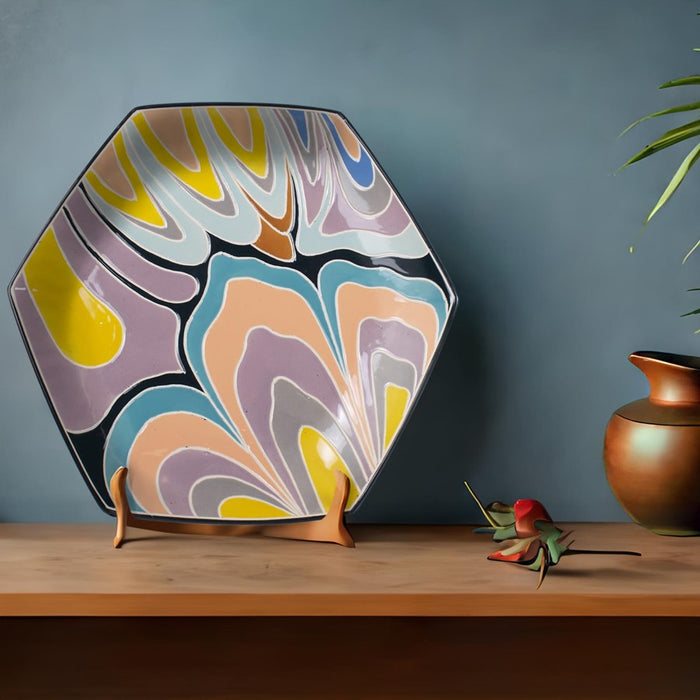 Howard Elliott Bramwell Decorative Porcelain Plate/Stand, Pastel