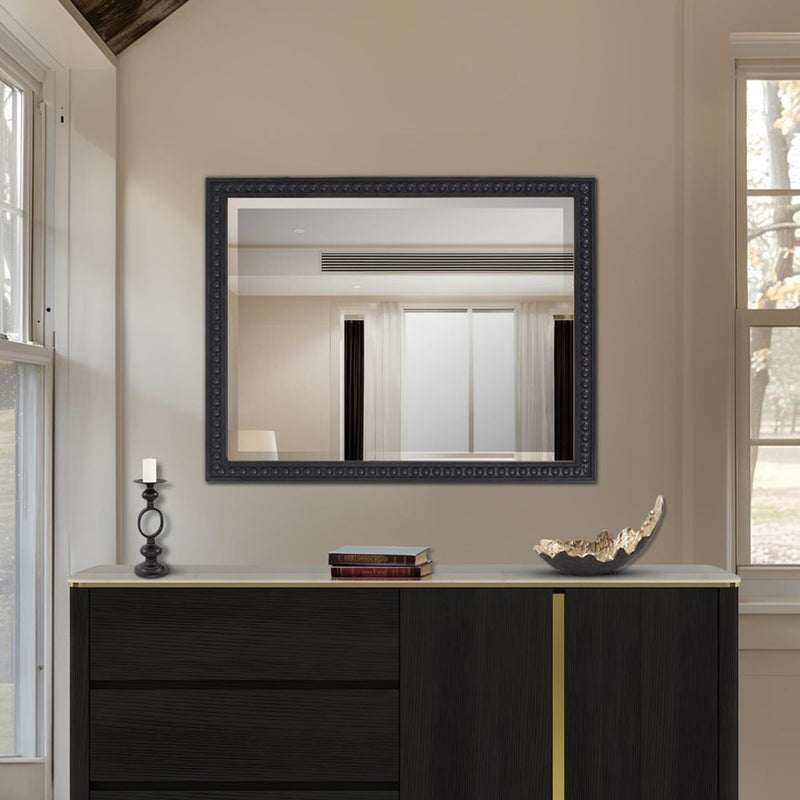 Howard Elliott Beaded Vanity Mirror, Black