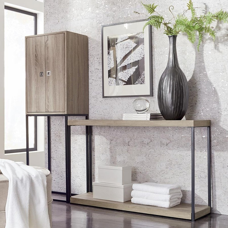 Howard Elliott Wood & Metal Console Table, Natural