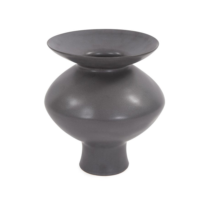 Howard Elliott Graphite Ceramic Flared Vase/Small, Graphite - 88029