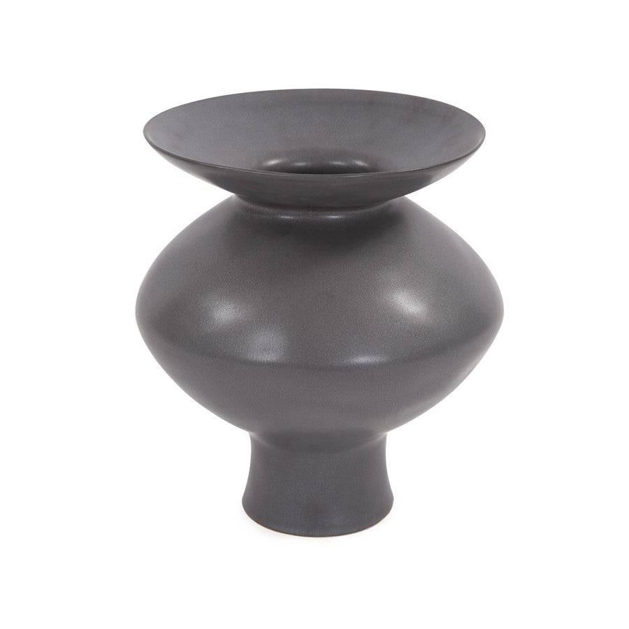 Howard Elliott Graphite Ceramic Flared Vase/Small, Graphite - 88029
