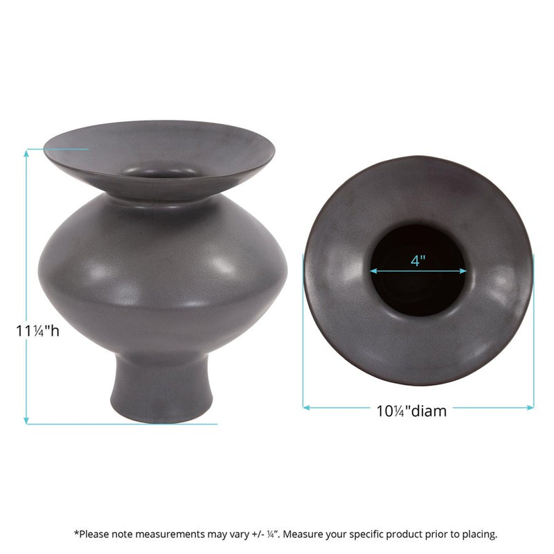 Howard Elliott Graphite Ceramic Flared Vase/Small, Graphite