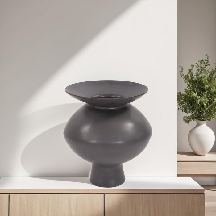 Howard Elliott Graphite Ceramic Flared Vase/Medium, Graphite