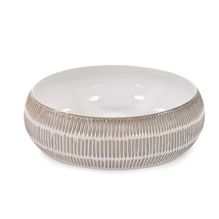 Howard Elliott Caramel Cream Ridged Ceramic Bowl, Natural - 88033