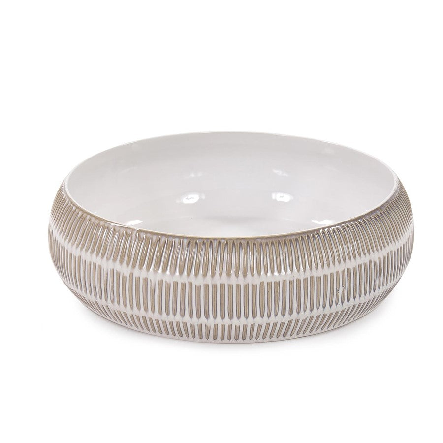 Howard Elliott Caramel Cream Ridged Ceramic Bowl, Natural - 88033