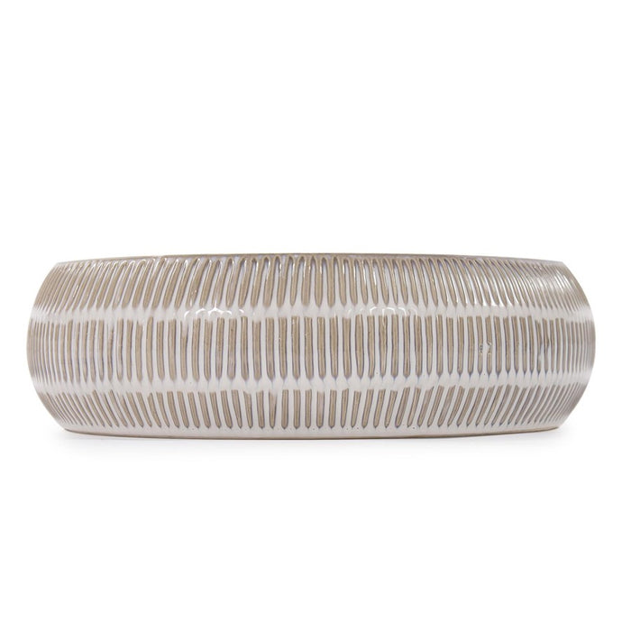 Howard Elliott Caramel Cream Ridged Ceramic Bowl, Natural