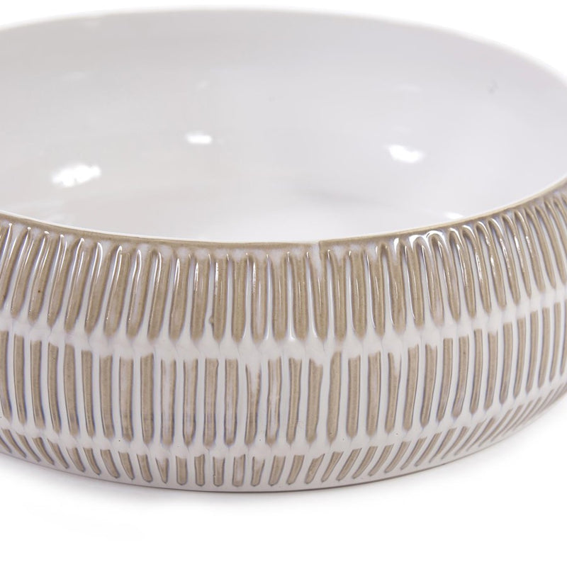Howard Elliott Caramel Cream Ridged Ceramic Bowl, Natural