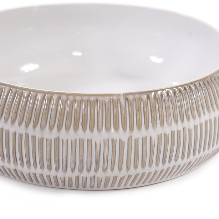 Howard Elliott Caramel Cream Ridged Ceramic Bowl, Natural