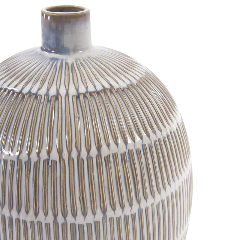 Howard Elliott Caramel Cream Ridge Ceramic Oval Dome Vase/Large, Natural