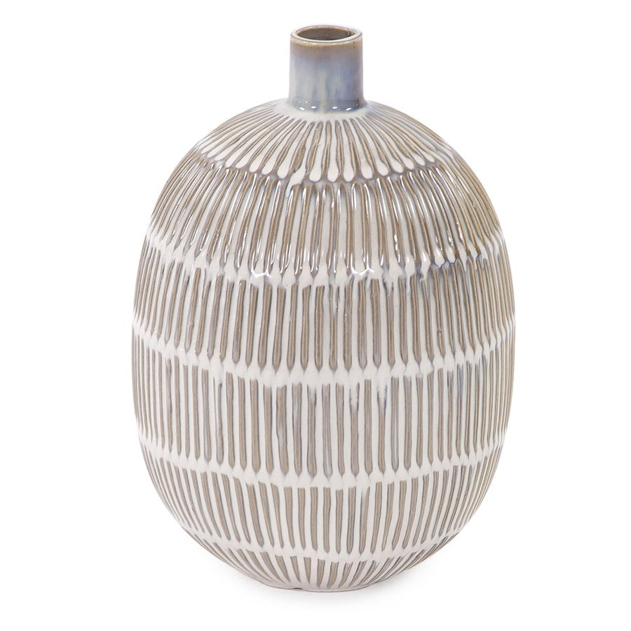 Howard Elliott Caramel Cream Ridge Ceramic Oval Dome Vase/Small, Natural - 88035