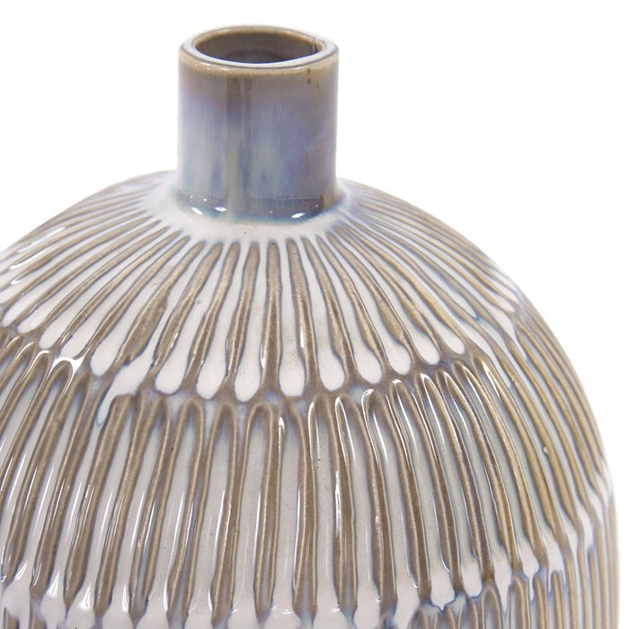 Howard Elliott Caramel Cream Ridge Ceramic Oval Dome Vase/Small, Natural