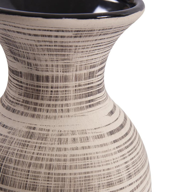 Howard Elliott Tall Ceramic Neutral Striped Vase, Natural