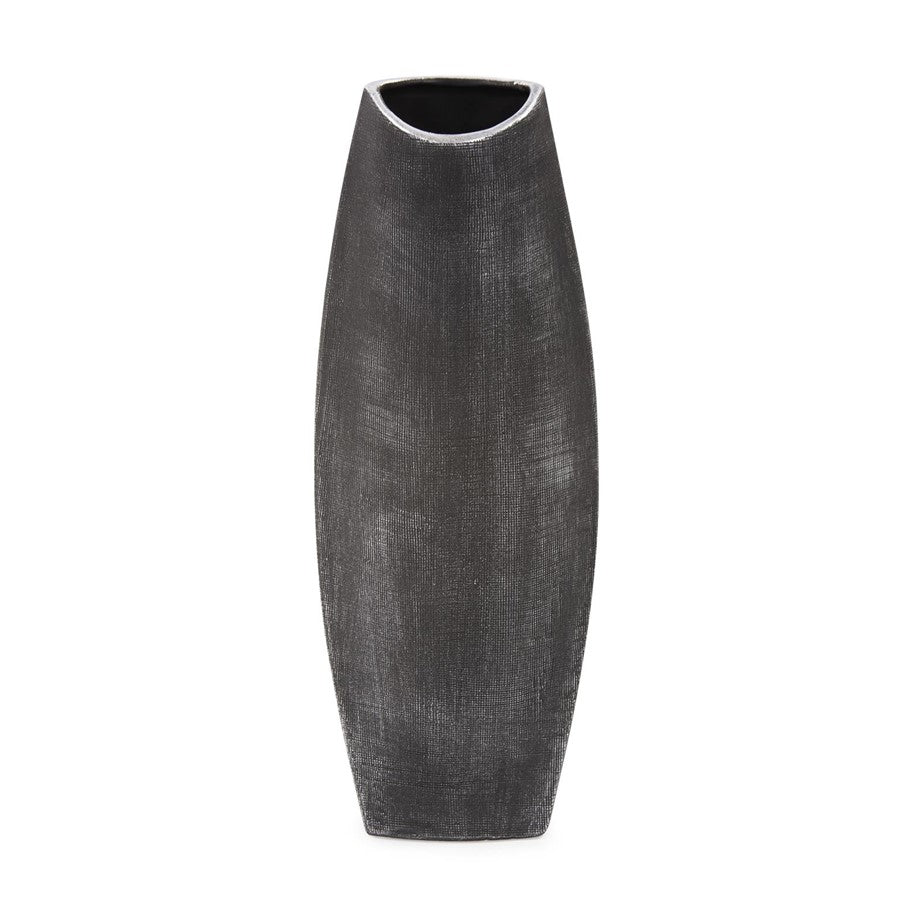 Howard Elliott Textured Black Free Formed Ceramic Vase/Tall, Graphite - 89123