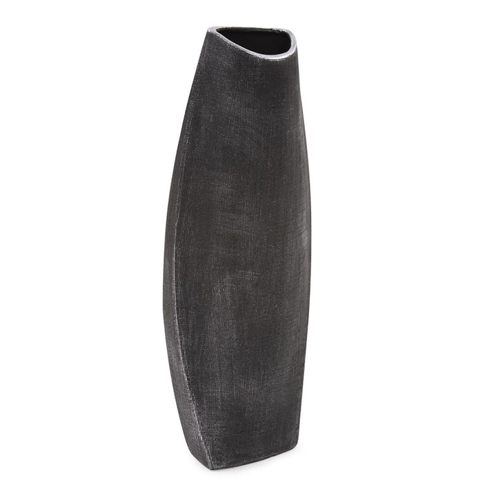 Howard Elliott Textured Black Free Formed Ceramic Vase/Tall, Graphite